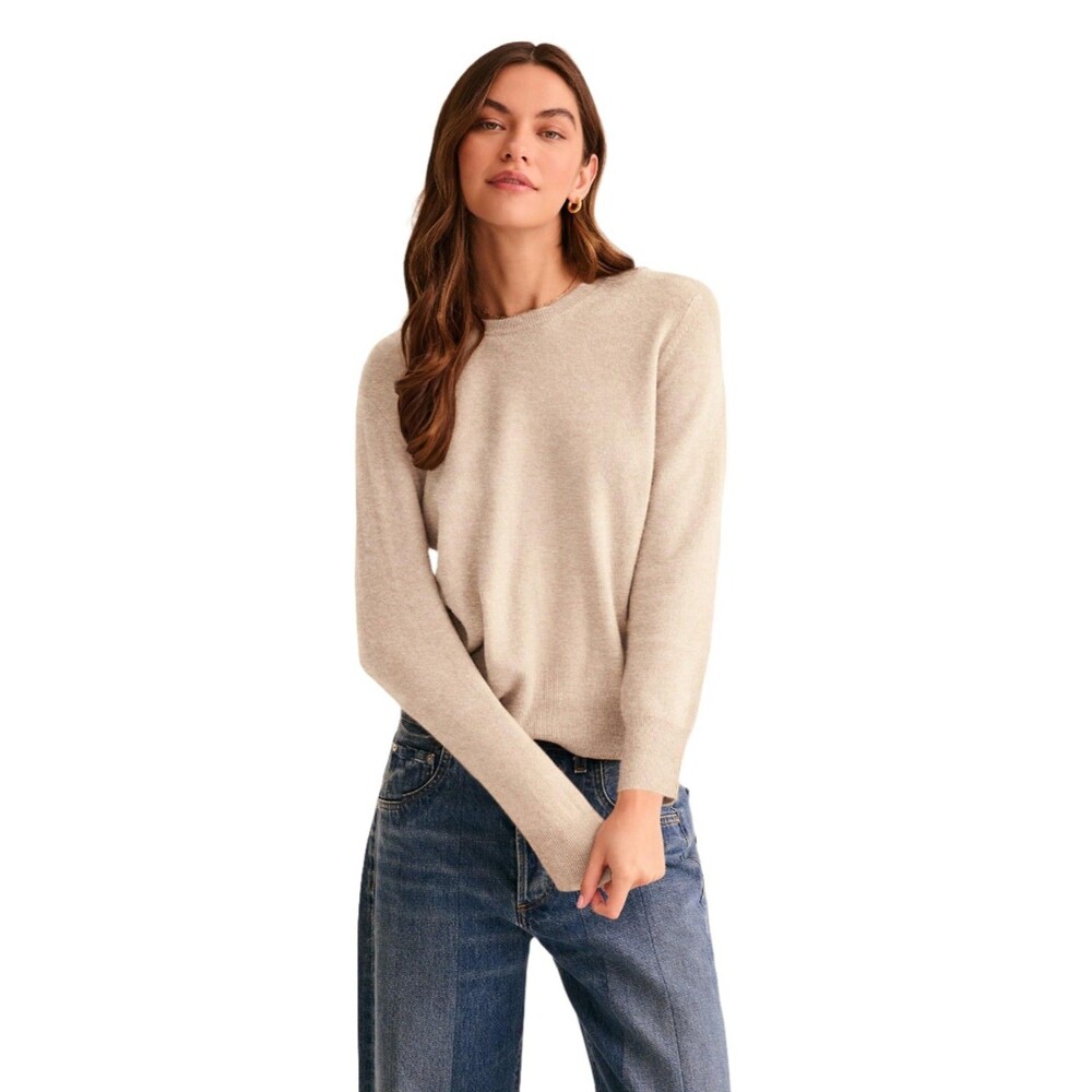 NAADAM Women's 100% Pure Cashmere Crewneck Pullover Sweater Oatmeal Beige NWT